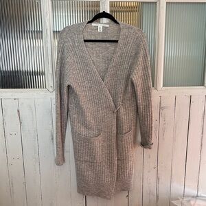 Max Studio Heathered Gray Open Cardigan